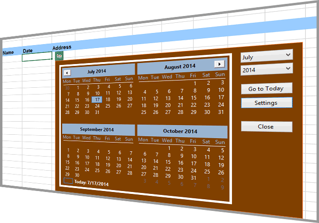Pop-up Excel Calendar Serial Number
